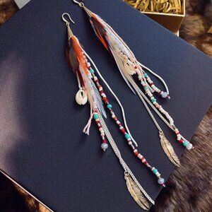 NEW! Boho Feather Earrings – Long Bohemian Statement Jewelry